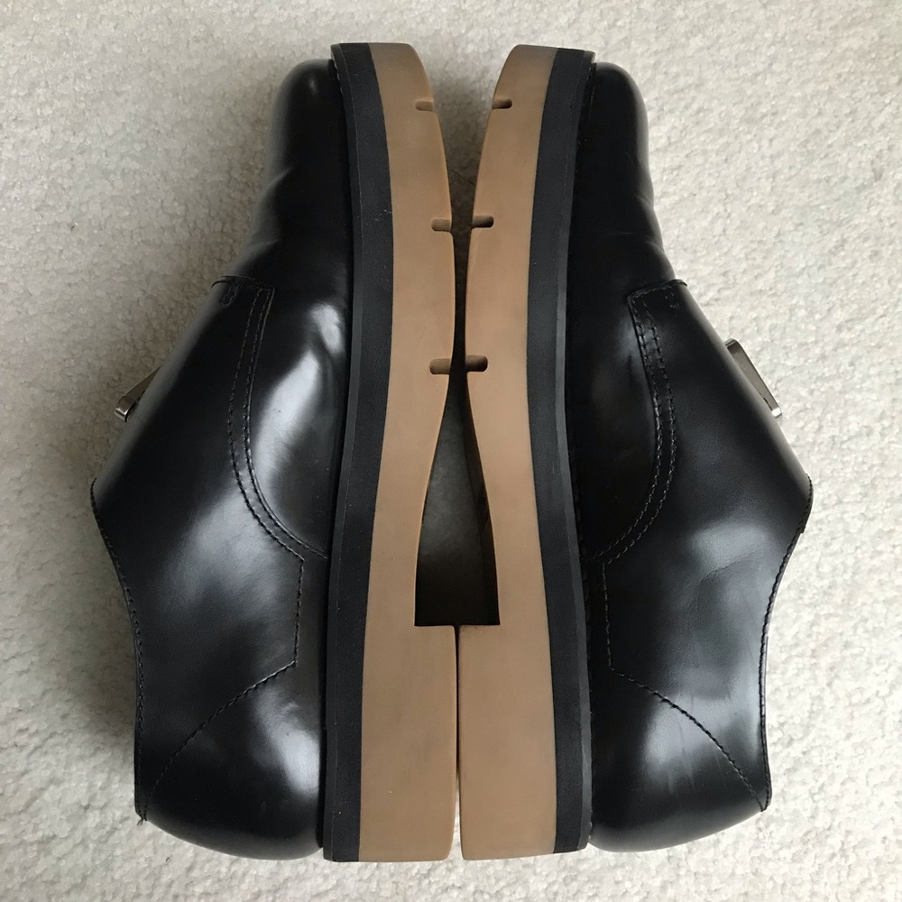 ALEXANDER WANG “Dillon” Twist Lock Leather Platform Creeper Black Gloss Leather - Picture 5 of 14